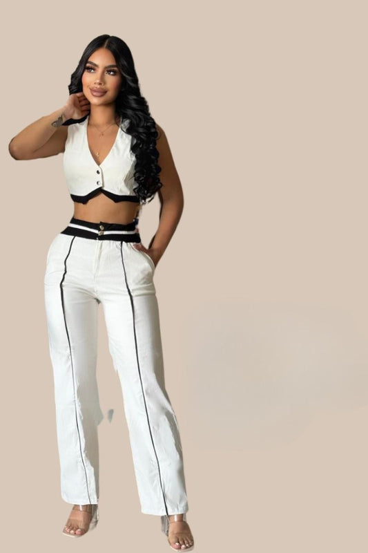 CONJUNTO CON TOP TIPO CHALECO