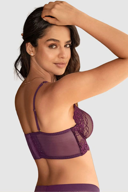 SUJETADOR TIPO BRALETTE EN ENCAJE FLORAL SEMITRANSPARENTE