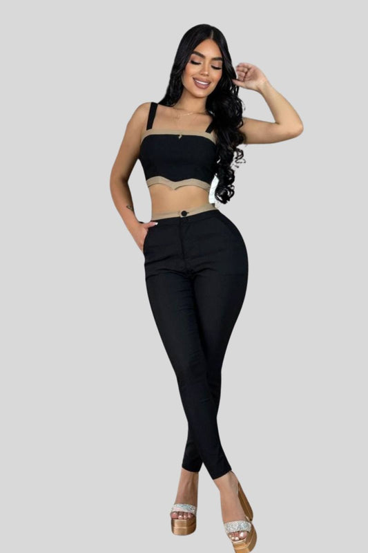 CONJUNTOS ELEGANTE NEGRO DE DOS PIEZAS