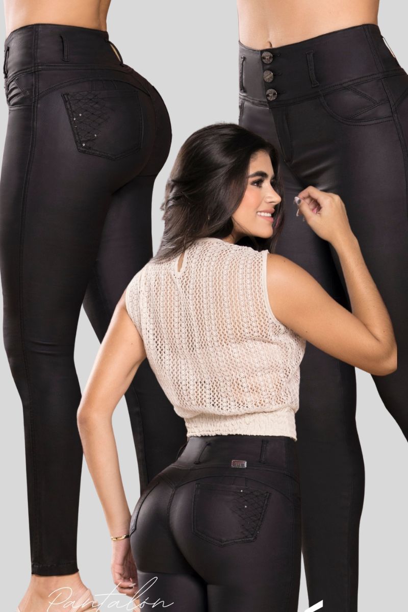 JEAN PUSH -UP APARIENCIA CUERO DE PRETINA ALTA