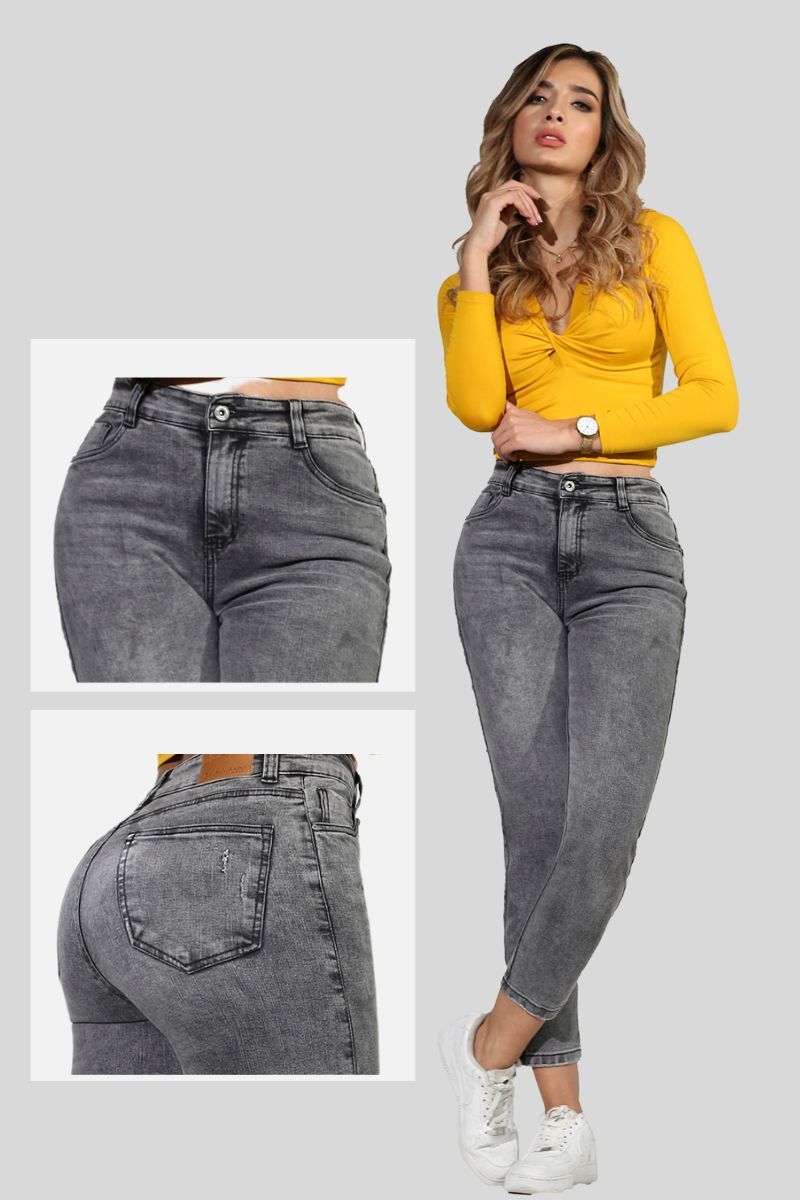 JEAN MOM FIT GRIS URBANO